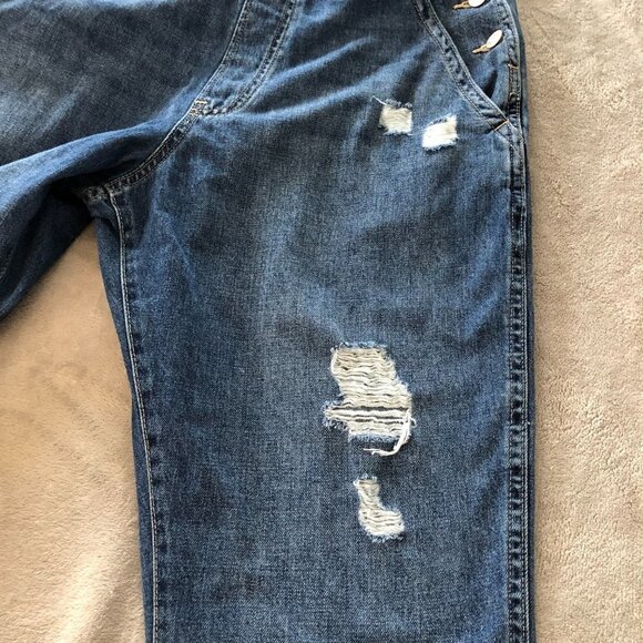 Gap Distressed Medium Wash Denim Overalls - Picture 11 of 16